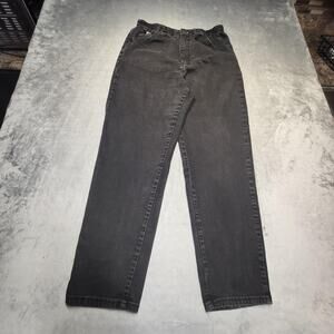 Lee Jeans Womens 10 Short Black Straight Relaxed Elastic Waist Charcoal Wash